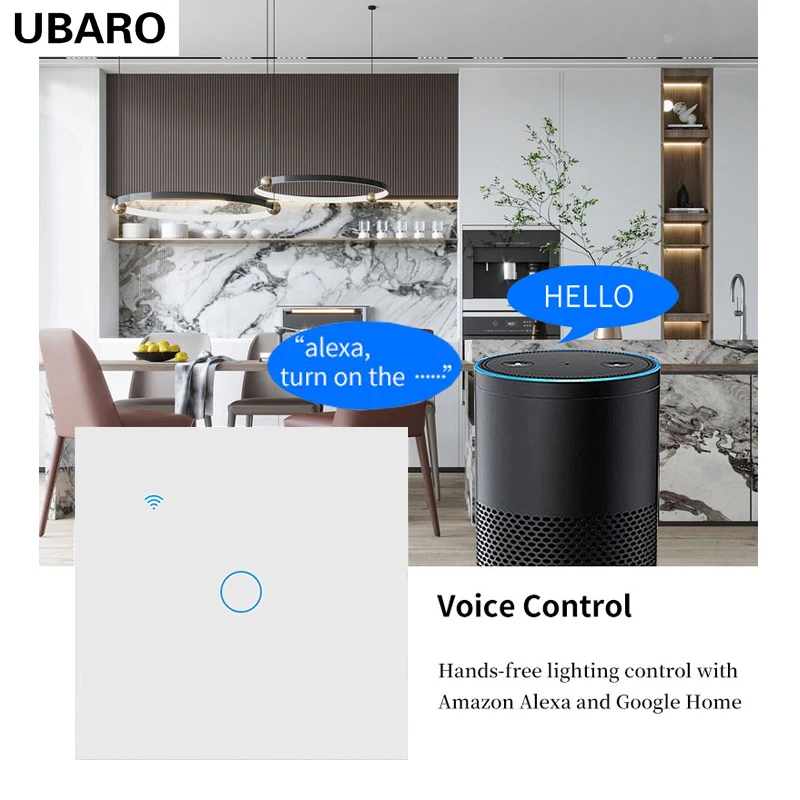 2Gang UBARO Tuya умный дом WIFI настенный выключатель работает с Google Assistant Alexa Yandex Alice