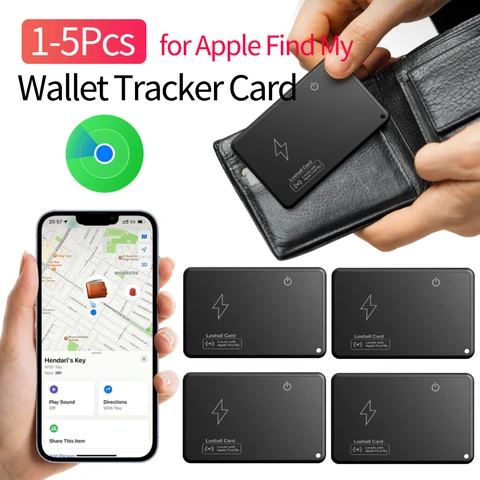 1-5 шт., кошелек с беспроводной зарядкой, трекер для Apple Find My App, тонкий GPS-поиск предметов, Bluetooth GPS-локатор, водонепроницаемый трекер