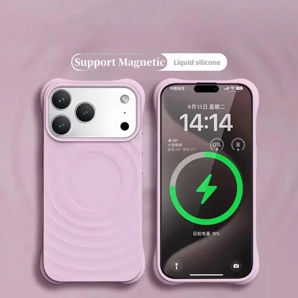 Фото Чехол для iPhone 17 Pro Max, жидкий силиконовый магнитный чехол с беспроводной зарядкой, противоударный, совместимый с iPhone 16, 15, 14, 13, 12 №1