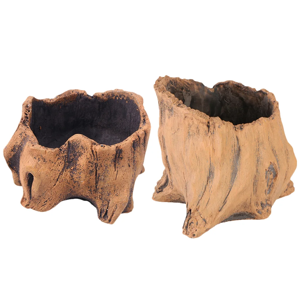 

2 Pcs Indoor Flower Pot Garden Planter Small Succulent Pots Plants Gardening Window Box Statue Cement Root Flowerpot