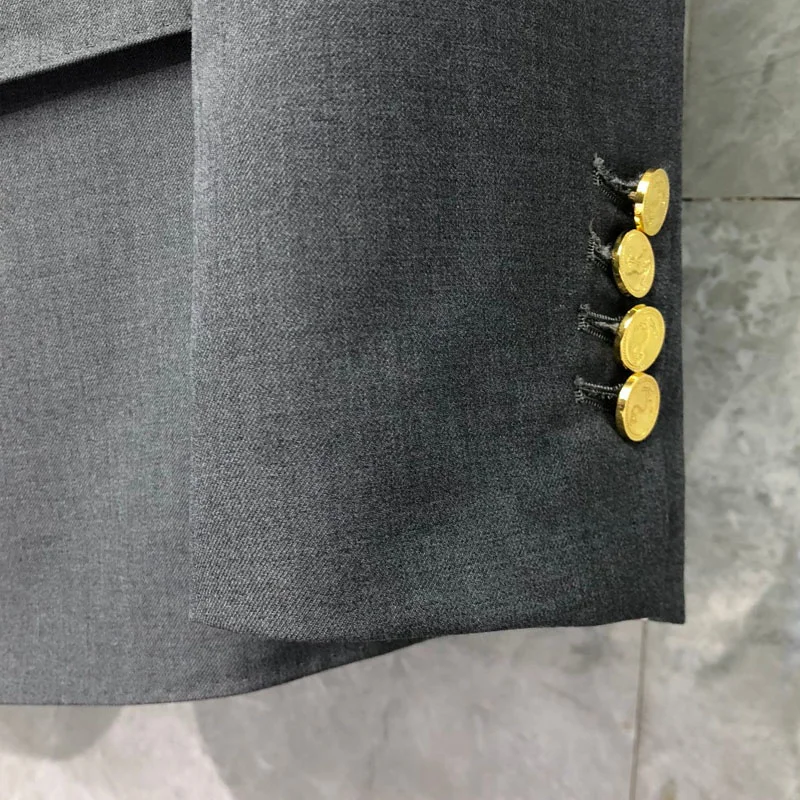 THOM Autunm Winter Women's Jackets Fashion Brand Blazers Coats Classic White 4-Bar Stripes Formal Business Gray TB Suit