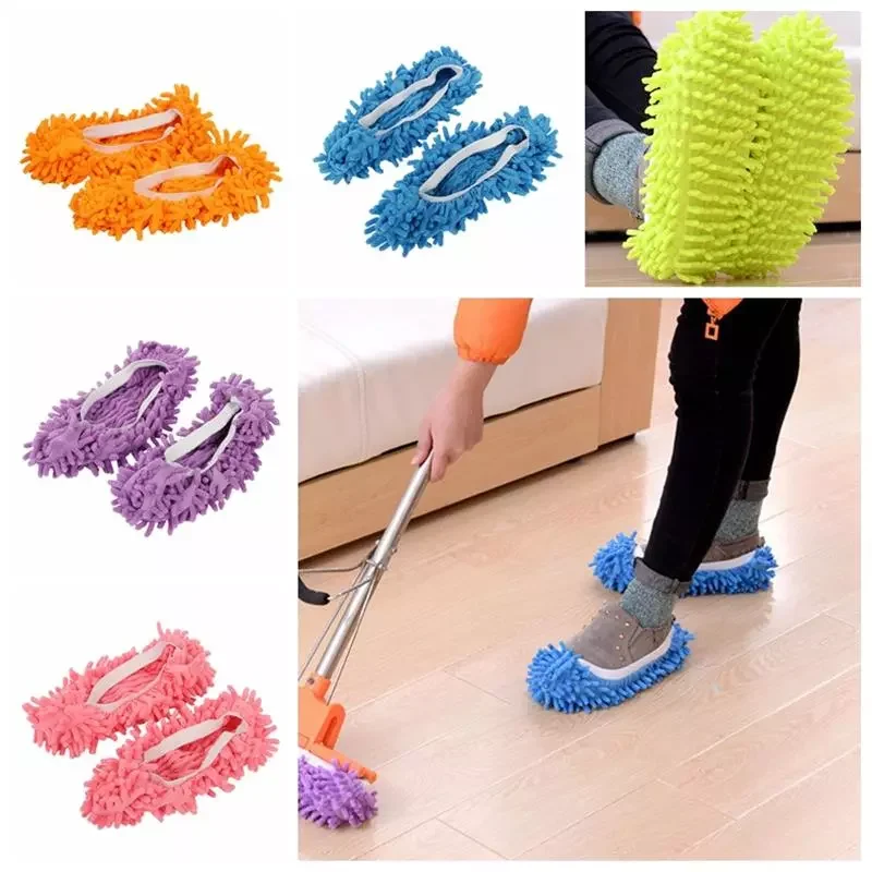 

2023NEW Slippers House Cleaning Dust Removal Lazy Floor Wall Dust Removal Cleaning Feet Shoe Covers Washable Reusable Microfiber