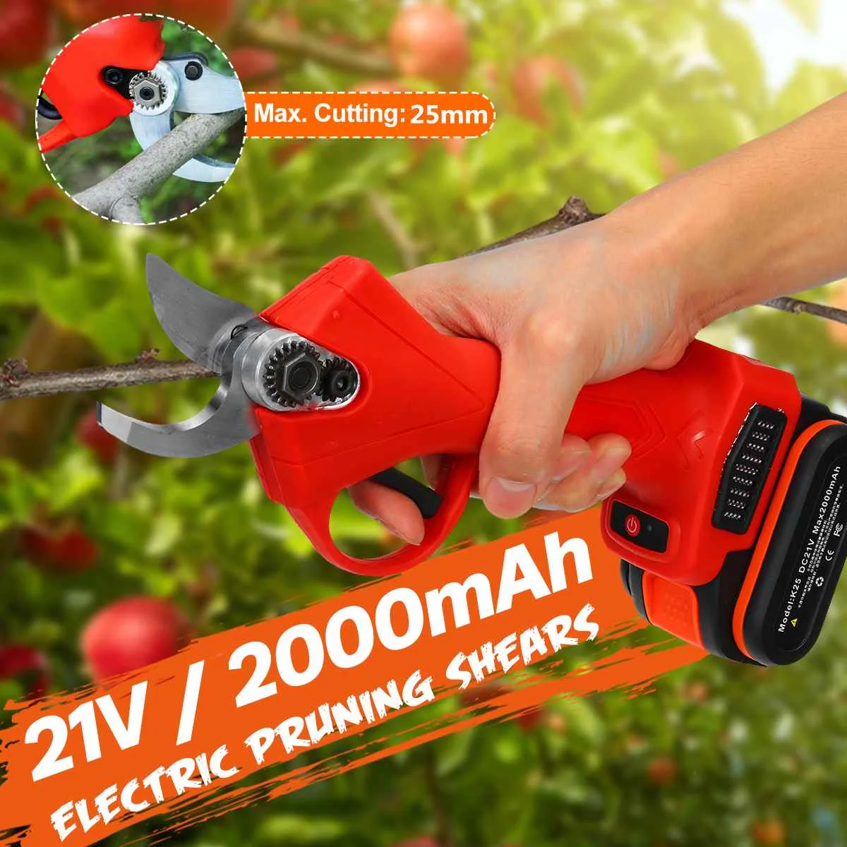 

Home Cordless Electric Pruning Shears Electric Pruner Garden Scissors Tools Secateur 21V Rechargeable Battery Pruning Shears
