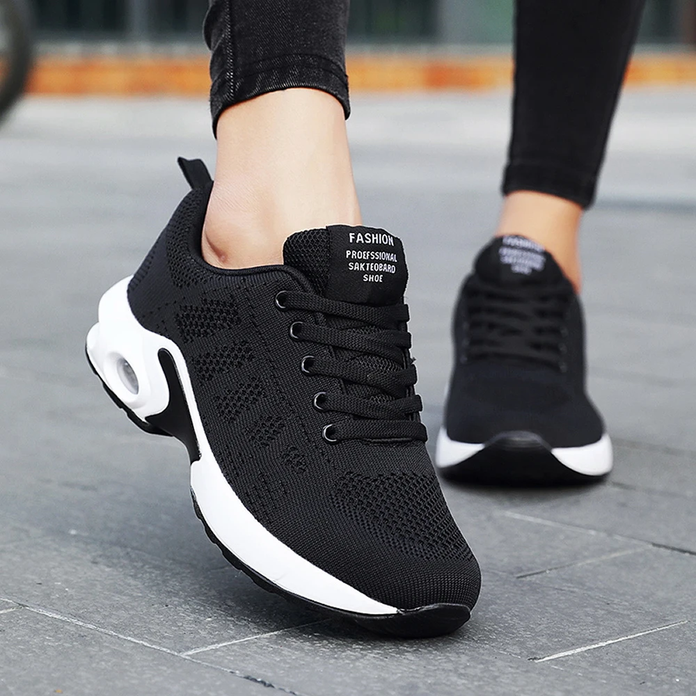 Comfortable women's shoes cushion sports shoes mesh surface breathable soft sole running shoes casual shoes non-slip travel shoe