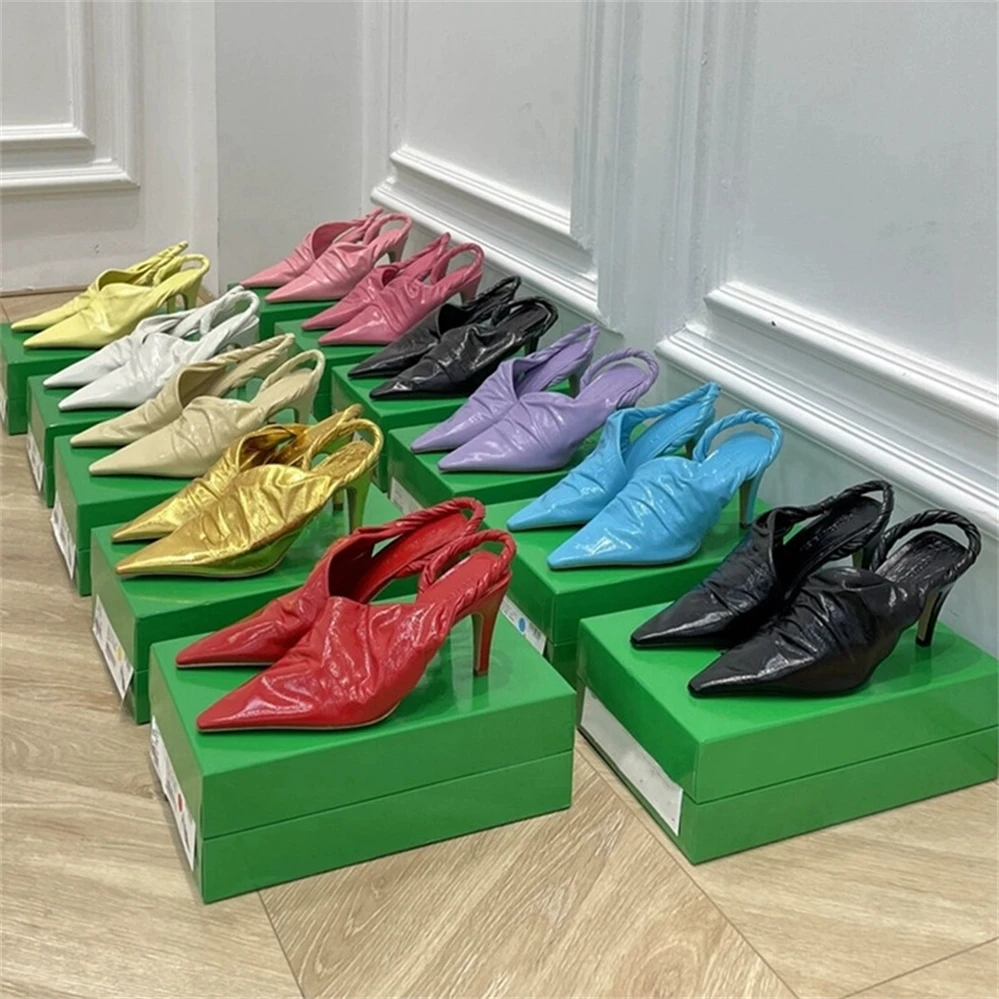 

New European and American pointed head Baotou ROMAN SANDALS 2022 spring and summer fashion high-heeled single shoes for women