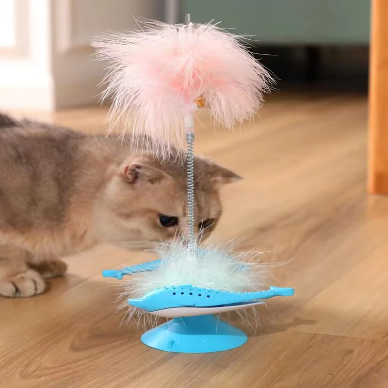 

Новинка 2022, креативная игрушка для кошек, дельфин, поворотное перо, ветряная мельница, самовосстанавливающаяся и скучная клюшка для кошек, с...