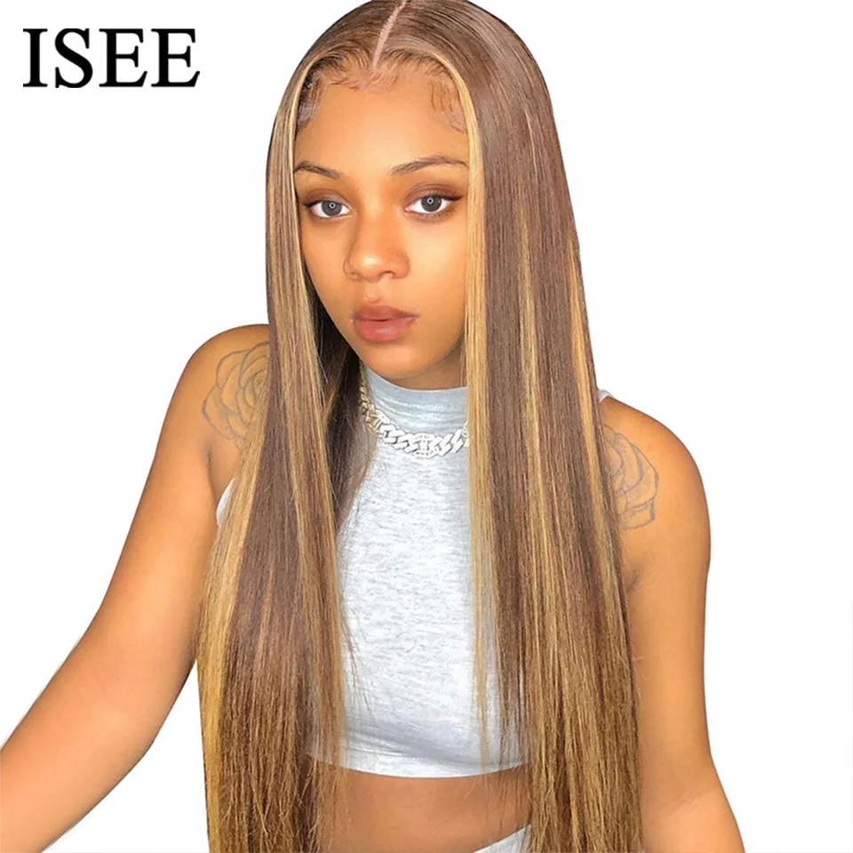 Wear Go Glueless Wig ISEE Hair Indian Human Hair Wig 4/27 Highlight Straight 6x4 HD Glueless Wigs Human Hair Ready To Wear