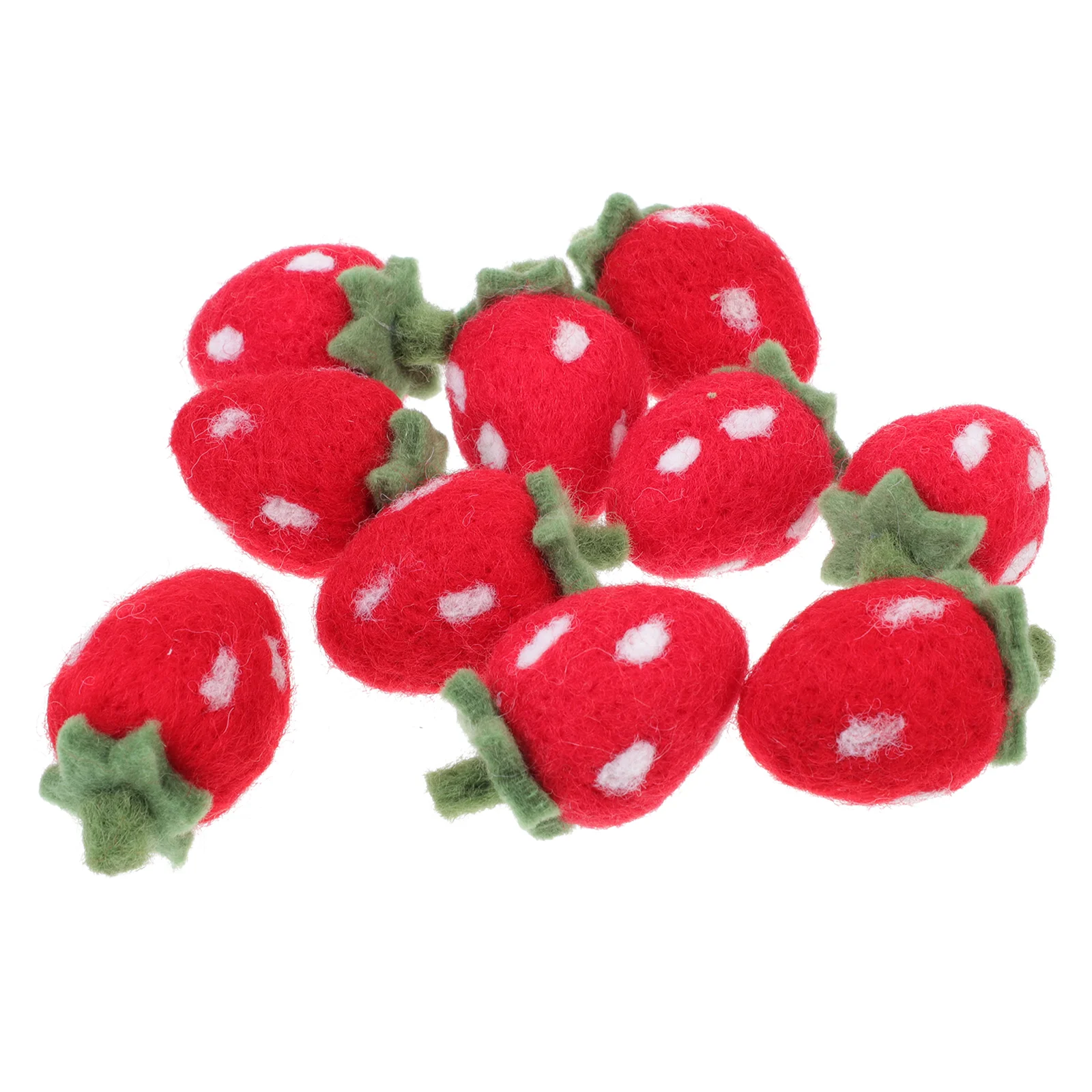 

10 Pcs Felt Pink Cute Strawberry DIY Crafts Pom Beads Headgear Ornaments House Gadgets Applique Brooch Garland