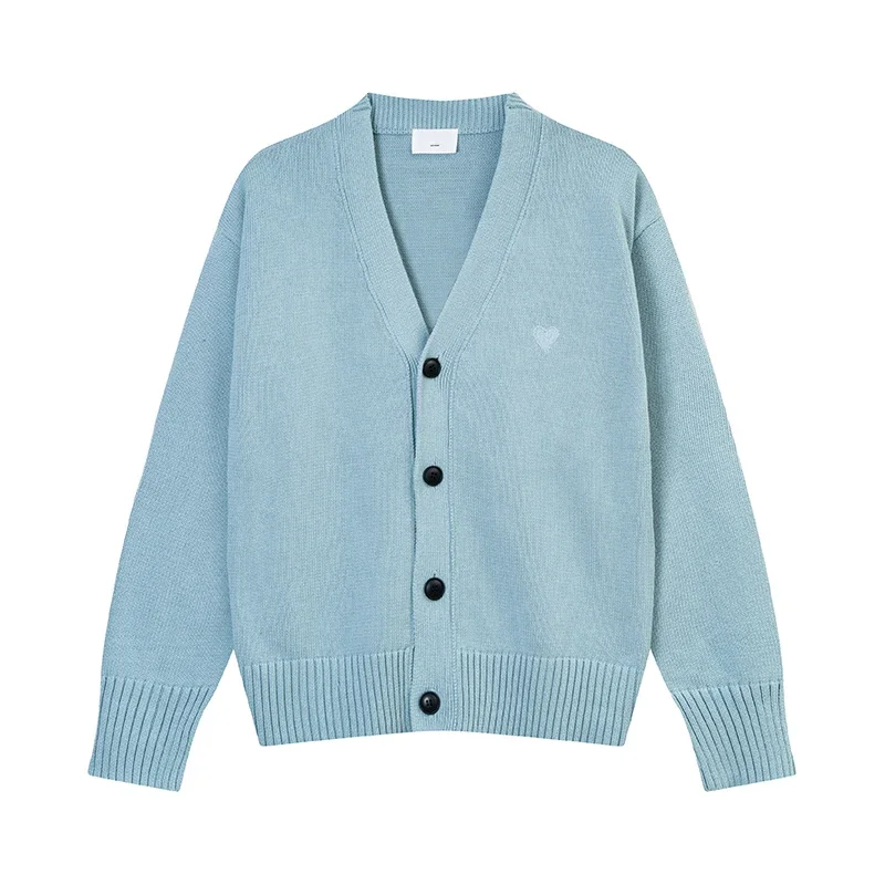 Женский винтажный свитер с вышивкой в форме сердца Свободный кардиган V-образным