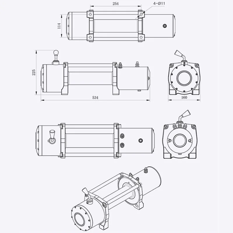 5897 5 фунтов кг 12 В электрическая синтетическая веревочная лебедка шестеренчатая