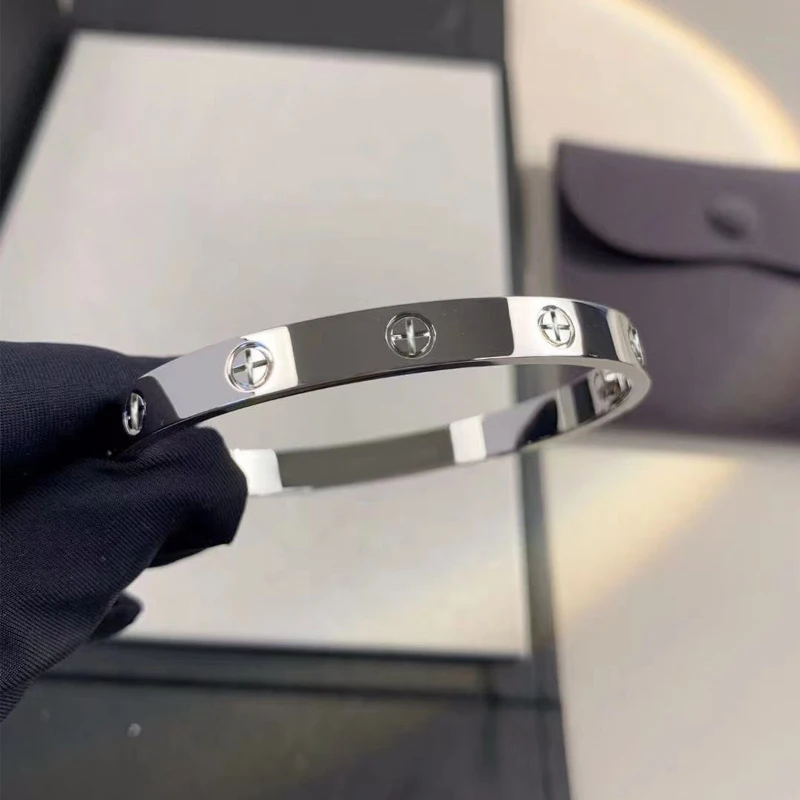 New Fashion Stainless Steel Bracelets Screw Dazzling Zircon Inlaid 18k Gold Bracelet Women Men's Bracelets Couple Gift Jewelry