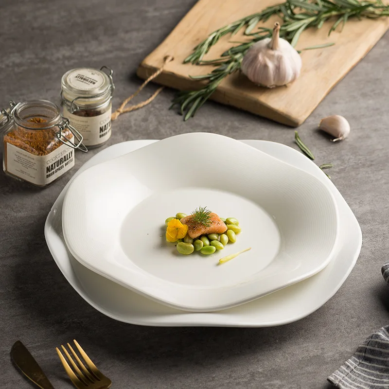

Неглубокая тарелка в форме цветка, креативная десертная тарелка для ресторана, стейка, керамическая посуда для отеля, тарелка в стиле ins художественной концепции
