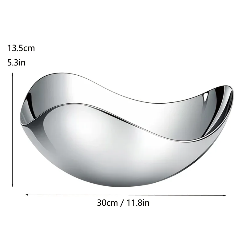 

Большая сервировочная миска из нержавеющей стали, декоративная миска для фруктов, металлическая миска для соли, тарелка для хранения украшения дома, стол для гостиной