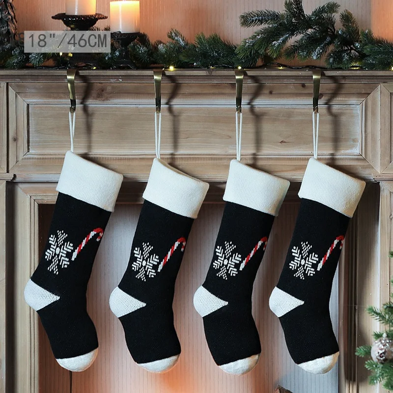 

Christmas Stocking Red Xmas Gifts Kids Candy Cane Bag Elk Pocket Hanging Ornaments Christmas Decorations for Home New Year 2023
