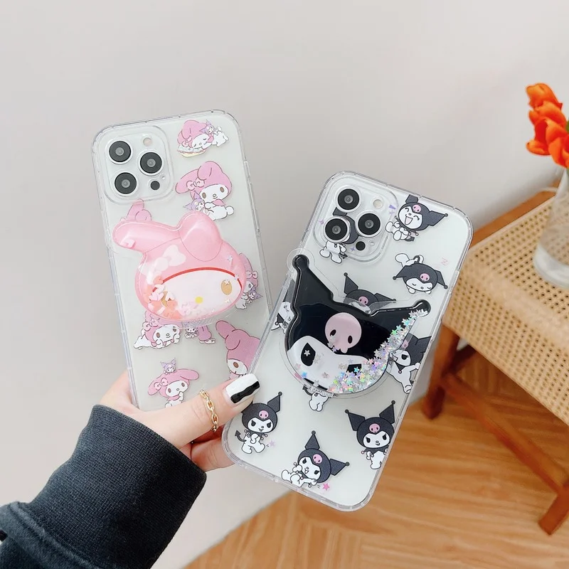 

Cartoon Melody Phone Stand Case Transparent Cover for IPhone 7 8 Plus 11 12 13 Pro X XR XS Max Shockproof Cases IPhone 13 Case