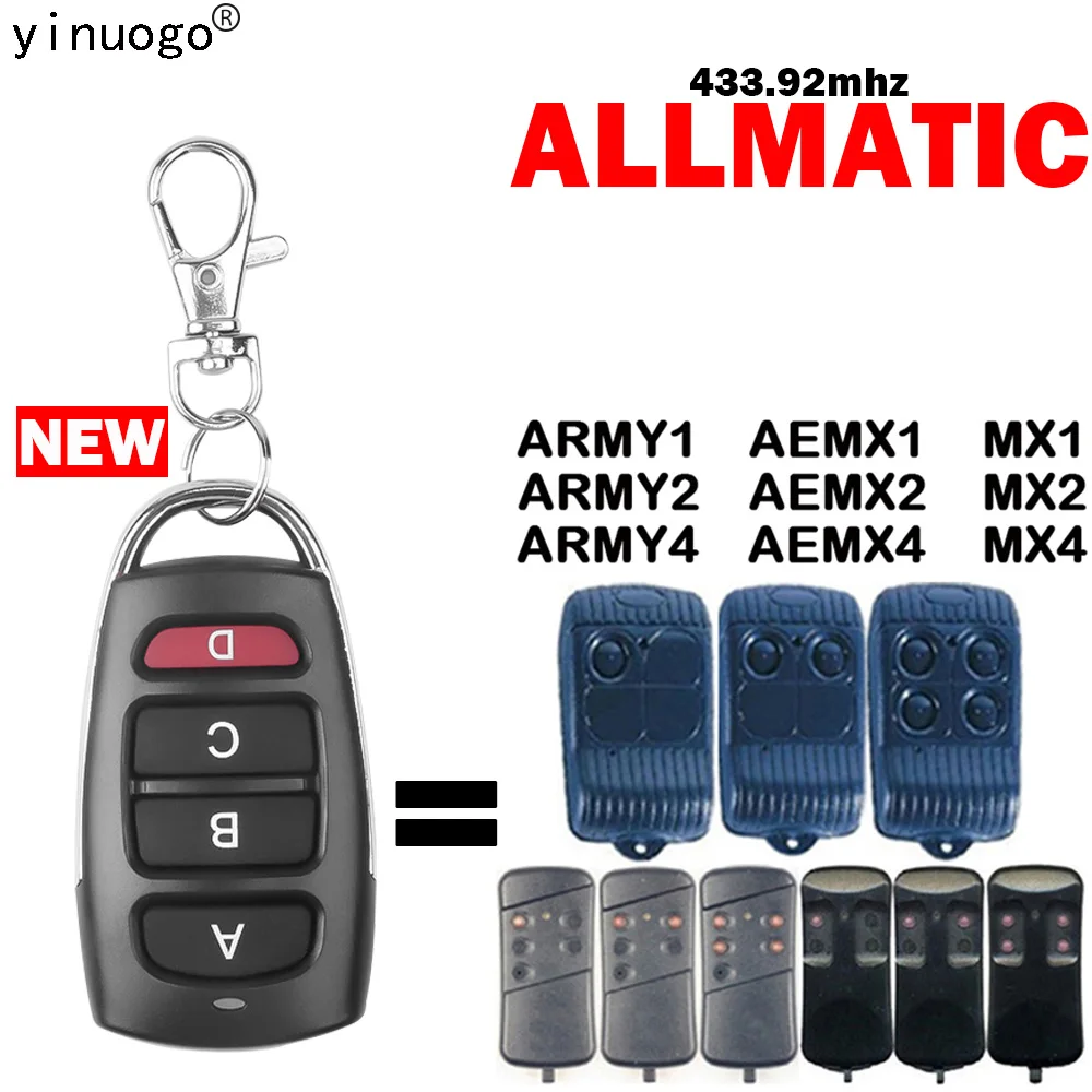 

ALLMATIC Remote Control Garage Door 433.92mhz Fixed Code ALLMATIC MX1 MX2 MX4 ARMY1 ARMY2 ARMY4 AEMX1 AEMX2 AEMX4 Gate Opener