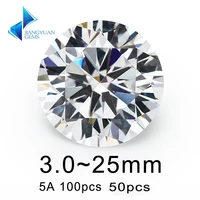 100pcs50pcs size 3 025mm 5a white loose cubic zirconia 6mm bead stones round cut zircon