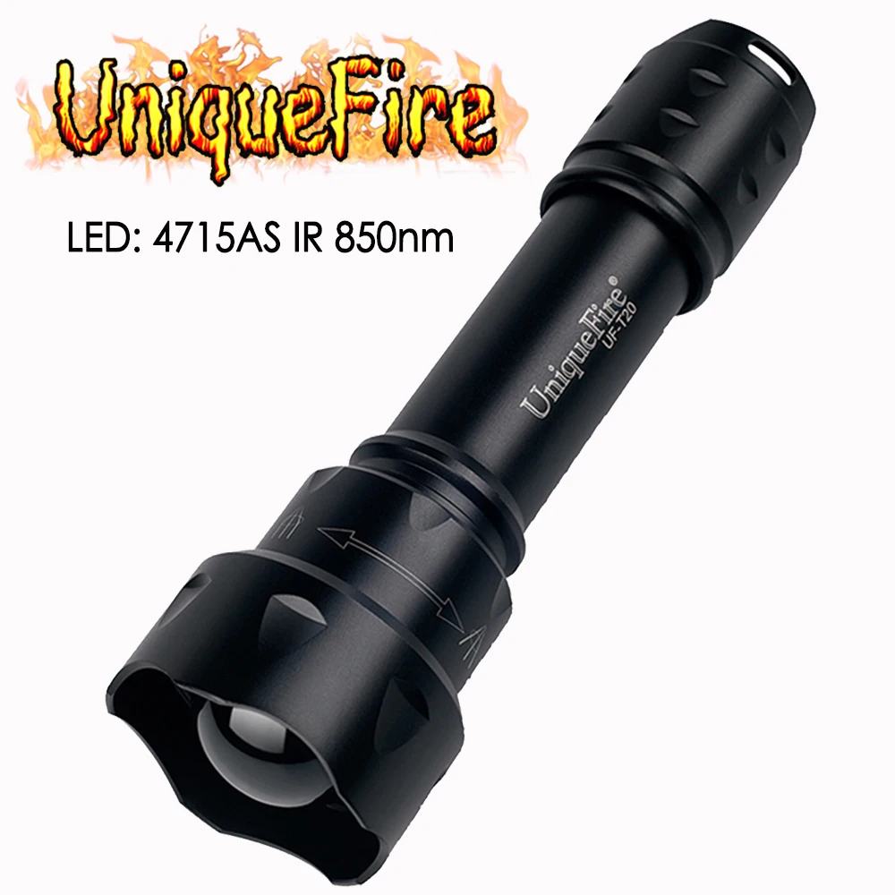 

UniqueFire T20 4715AS IR 850nm LED Flashlight Zoomable 3 Modes Infrared Night Vision 38mm Lens Torch 5 Watts Lantern Hunting