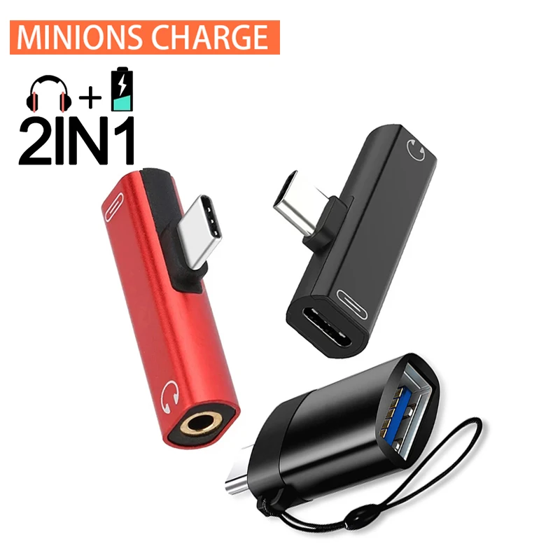 

Кабель зарядный 2 в 1 с разъемами USB 3,5 и USB Type C на 3,0 мм