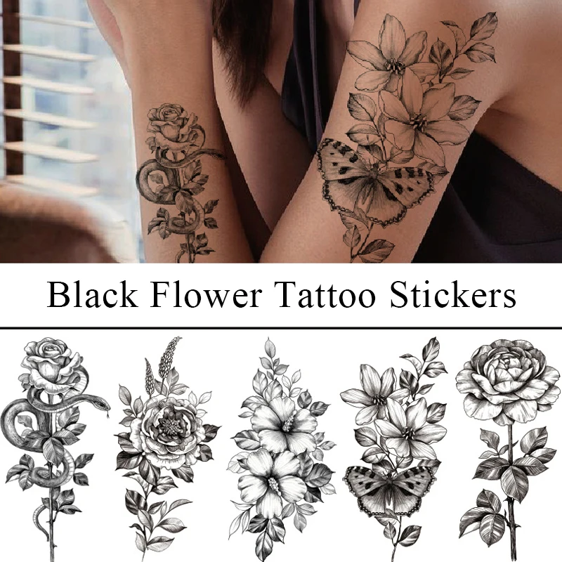 

1PC Adult Flower Tattoos Sticker Body Art Decoration Sketch Tattoo Stickers Decorative Sexy Special Artistic Creative Tatto