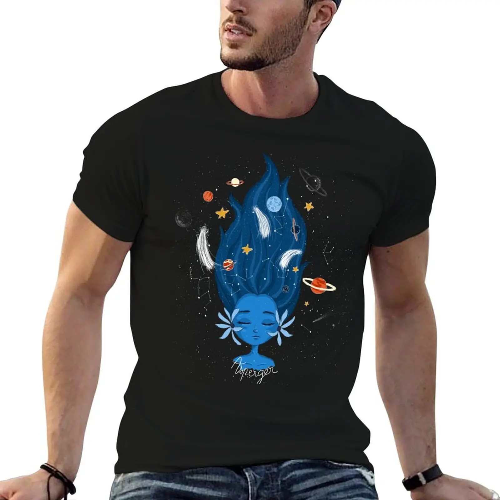 Фото Футболка Asperger Astronomy, базовая однотонная футболка с короткими рукавами №1