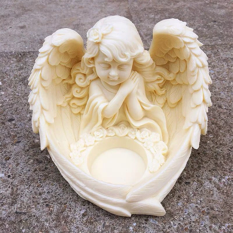 

Angel Ornament Silicone Mold Concrete Candlestick Making Prayer Girl Design Tealight Holder Forms