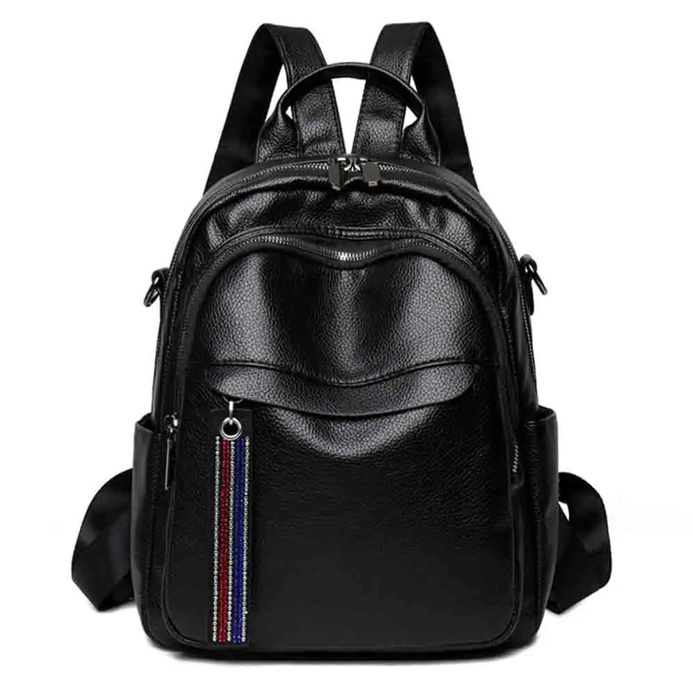 

Fashion Women Backpack Solid Color Luxury Soft PU Leather Back Pack School Girls Book Knapsack Mochila Female Travel 2022 New