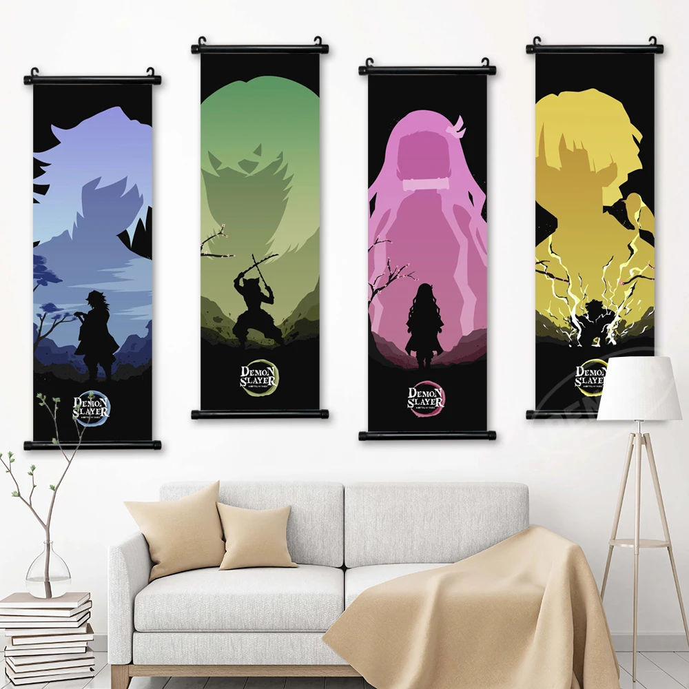 

Настенный художественный свиток, подвесной постер на холсте, рассекающий демонов, камадо незуко, картина агацума зенитсу, Печатный домашни...