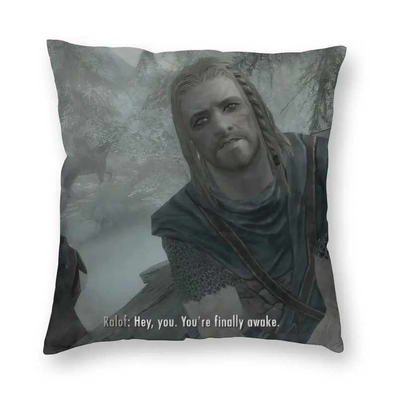 

Hey You Youre Finally Awake Skyrim Meme Cushion Cover Sofa Decoration Square Throw Pillow Case 40x40cm