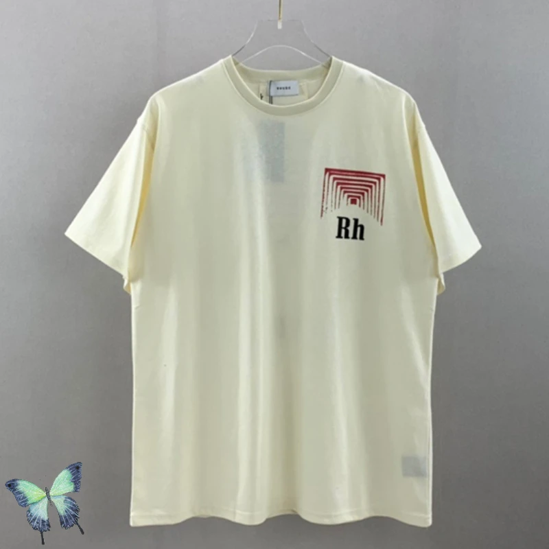 

22SS Summer Rhude Short Sleeve T SHIRT Cigarette Box Square Abstract Color Tunnel Print RHUDE T-Shirt
