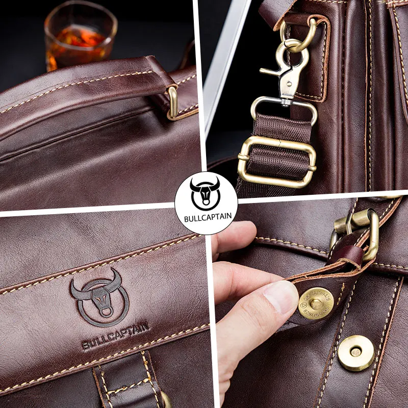 BULLCAPTAIN Men's Baotou Layer Cowhide Chest Nag New Leather Men's Shoulder Messenger multifunctional Shoulder Bag