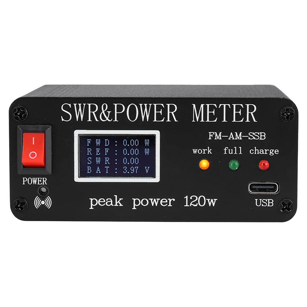 

1.8MHz-50MHz 0.5W-120W SWR HF Short Waves Standing Waves Meter Power Meter FM AM CW SSB SWR with OLED Display Screen