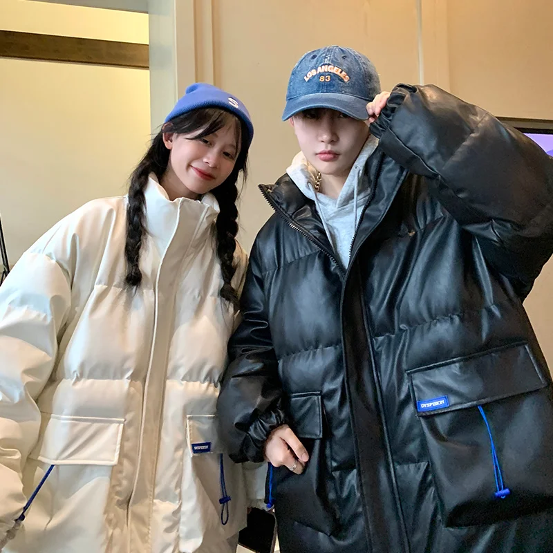 Winter Thick Leather Jacket Men Warm Fashion Casual Oversized Motorcycle Jacket Men Streetwear Loose Short Coat Mens Parker