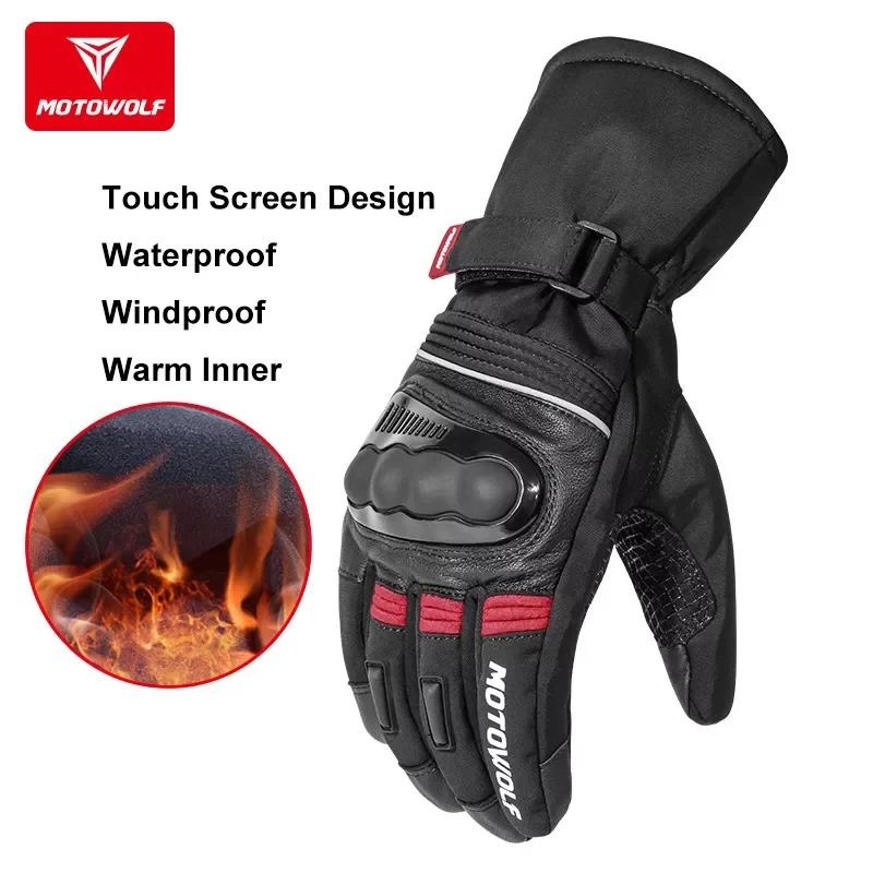 

Windproof Waterproof Motorcycle Gloves Winter Warm Invierno Reflective Antislip Touch Operate Long Riding Gloves Gant Moto Luvas