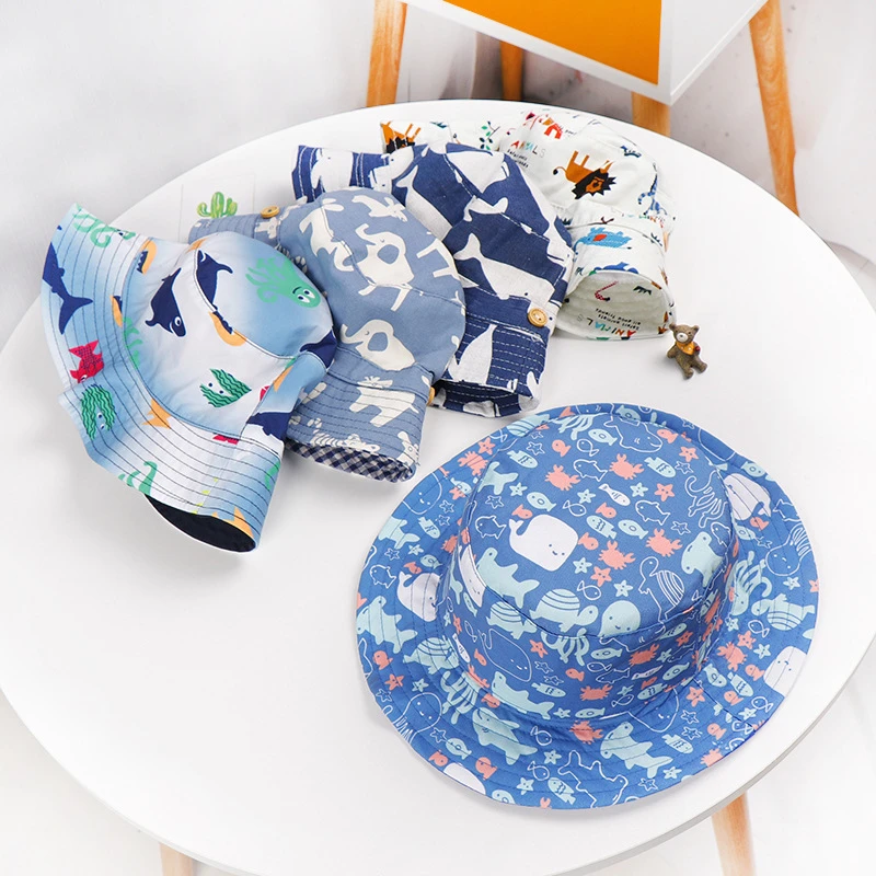 

Summer Baby Hat 1-8 Years Kids Cotton UV Protection Sun Cap Children Panama Beach Girls Boys Bucket Hat Cute Cartoon Infant Caps