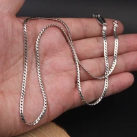 pure s925 sterling silver chain men women snake flat curb link necklace