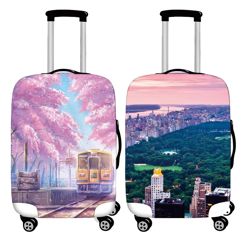 Fashion Scenery Luggage Cover Thicken Elastic Baggage Covers Suitable 19 To 32 Inch Suitcase Case Dust Cover Travel Accessories