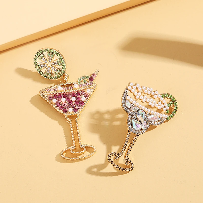 Забавные летние серьги-гвоздики в виде стакана вина Женская Модная креативная