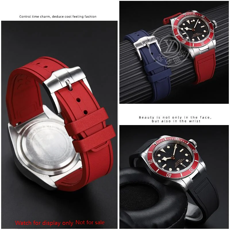 Фото Высококачественный ремешок из фторкаучука с дугой для Tudor Black Bay M79230R M79363N, ремешок для часов 20, 21 мм, 22 мм, браслет FKM для мужчин №3