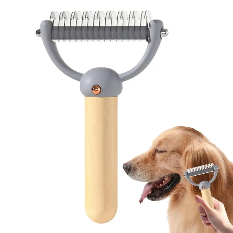 

Undercoat Rake Brush Dematting Cat Combs For Grooming Long Haired Cats Double-Sided Undercoat Rake Pet Dematting Undercoat Rake