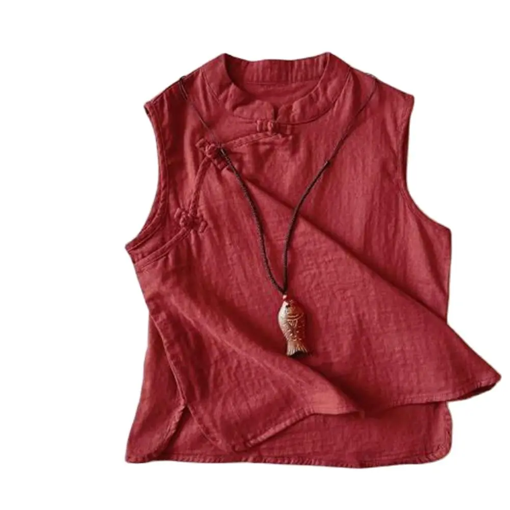 Китайская традиционная одежда для женщин жилет ханьфу льняной хлопковый топ без