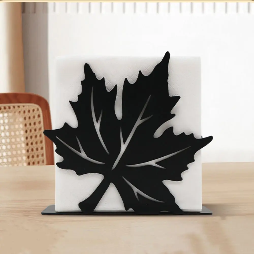 

Черный металлический держатель для салфеток 4,7x1,57x4 дюйма, стоячий диспенсер для салфеток, настольный отдельный диспенсер для салфеток с Кленовым листом