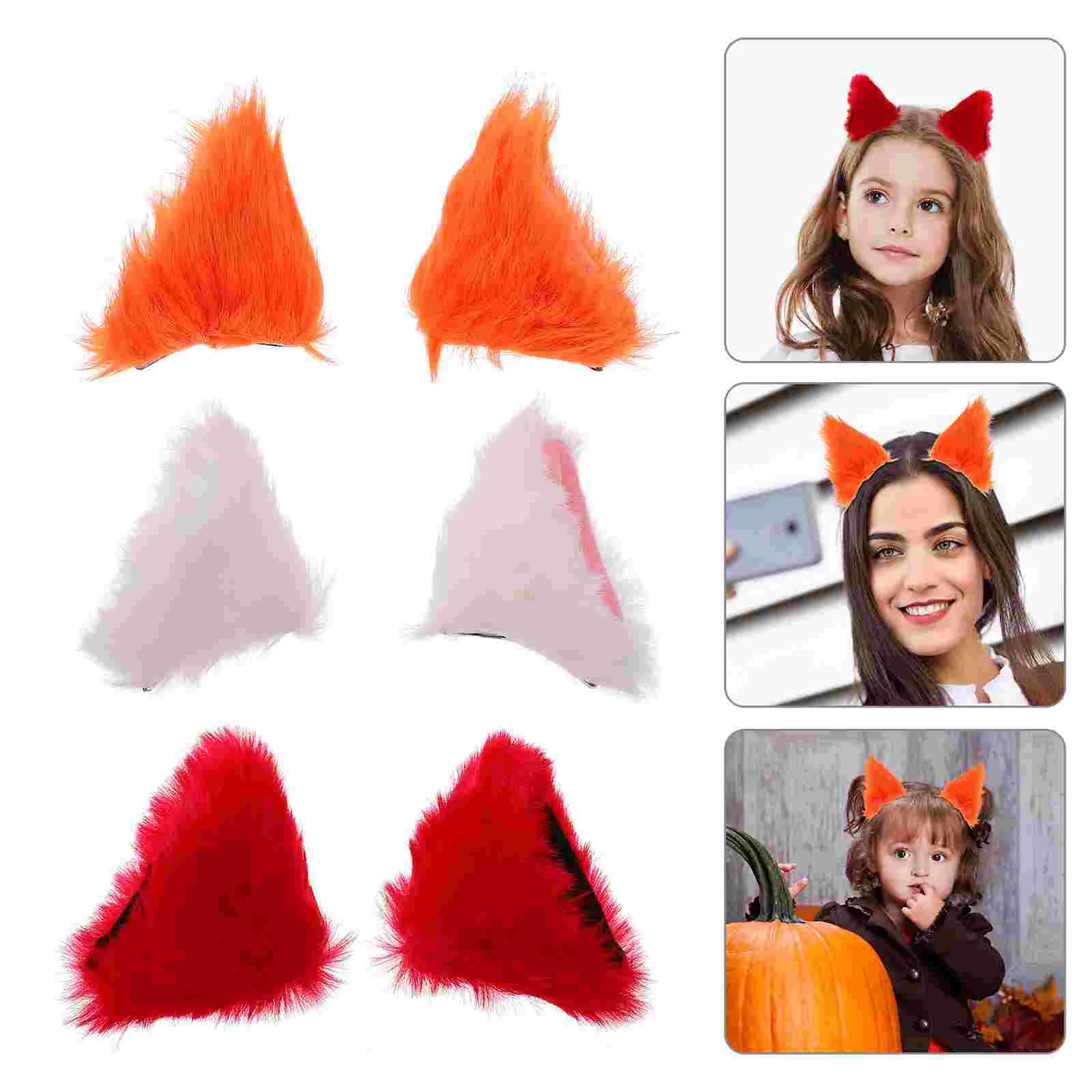 

3 Pairs Cosplay Fancy Cat Ears Hair Clip Adorable Plush Cat Ear Hair Pin