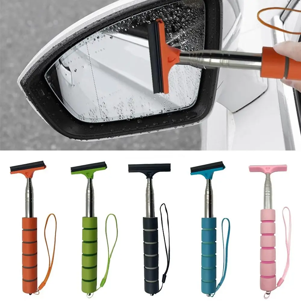 

Car Rearview Mirror Wiper Stainless Steel Telescopic Retractable Layered Brush Head Window Wash Cleaning Brush Wiper