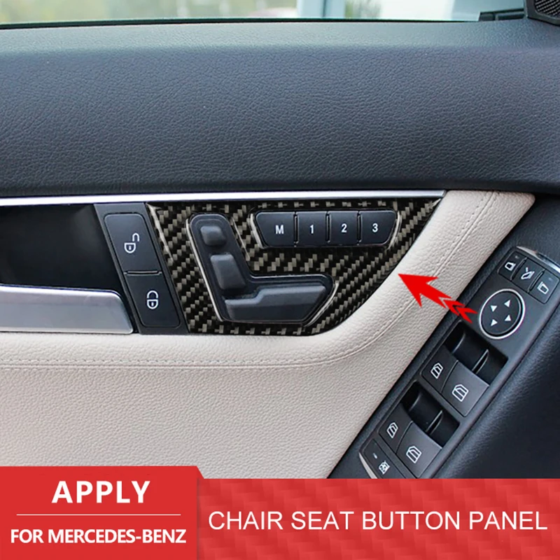 

Кнопки для автомобильных дверей из углеродного волокна, панель регулировки сиденья, обшивка, 2 шт. для Mercedes Benz C Class W204 C180 200 300 2007-2013