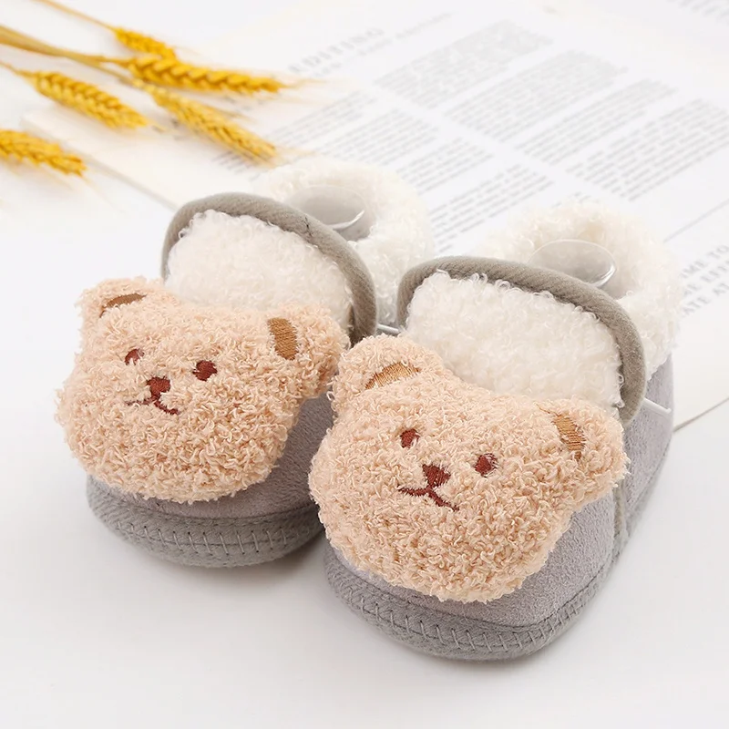 Inverno Caldo Neonato Ragazza Stivali Simpatico Orso Morbido Scarpe Da Bambino Primi Camminatori Stivaletti Antiscivolo Stivali Da Neve In Pelliccia I