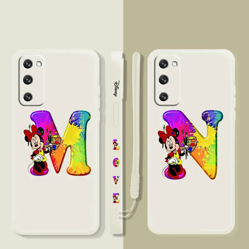 

Minnie Mouse Rainbow Letter Initial M N Case For Samsung Galaxy S22 S21 S20 S10 S8 S9 S10e Ultra Plus FE Note 20 Liquid Candy