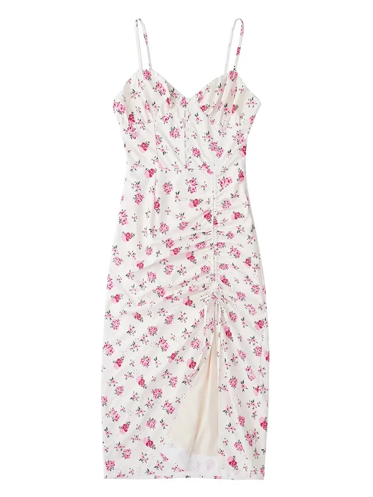 

Xikom 2022 женское модное платье миди с галстуком и цветочным принтом с вышивкой винтажное платье с открытой спиной эластичные тонкие бретельки...