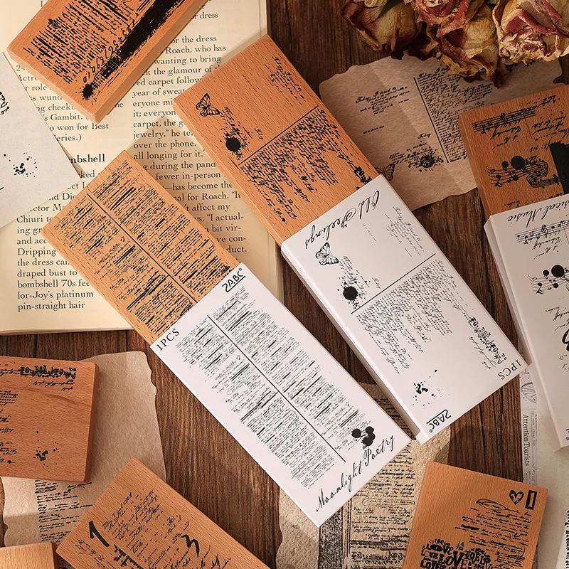 1 Шт. Большой Размер Деревянный Штамп Шаблон Ручной Работы С Английской Эссе