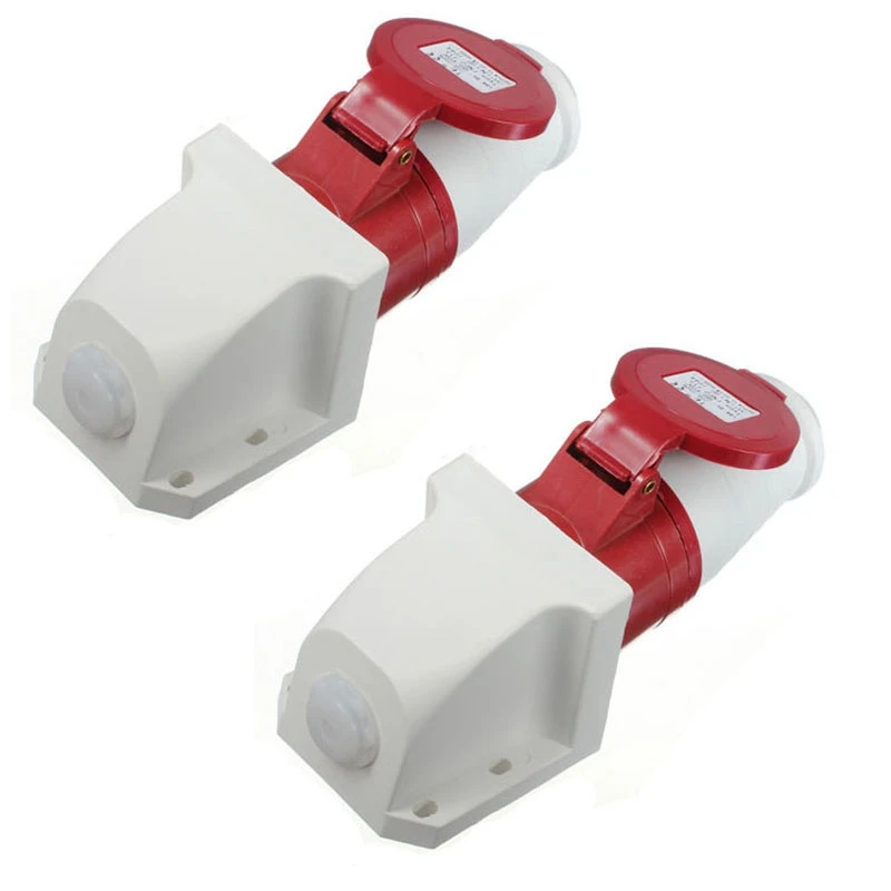 

2X 16 Amp 5 Pin Plug & Socket Weatherproof IP44 3 Phase 380-415V 3P + N + Earth 16A